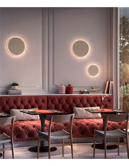 Aplique de pared Helios – Bover – Lámpara redonda, Metal marrón roble, LED 2700K, Regulable Triac