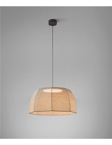 Lámpara colgante Tanit - Bover - Lámpara de techo de hilo beige, Regulable Triac, LED 2700K