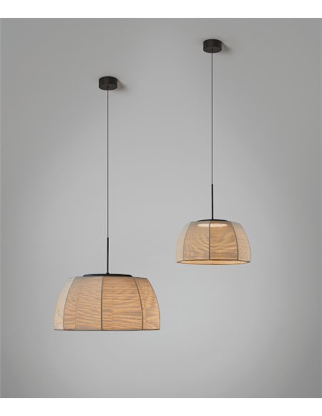 Lámpara colgante Tanit - Bover - Lámpara de techo de hilo beige, Regulable Triac, LED 2700K
