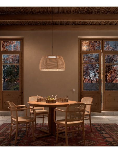 Lámpara colgante Tanit - Bover - Lámpara de techo de hilo beige, Regulable Triac, LED 2700K
