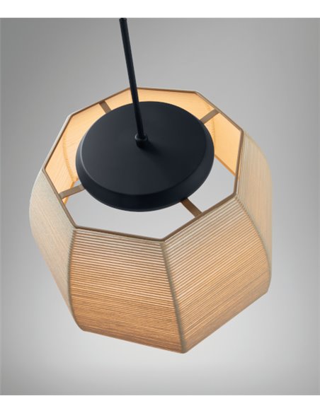 Lámpara colgante Tanit - Bover - Lámpara de techo de hilo beige, Regulable Triac, LED 2700K