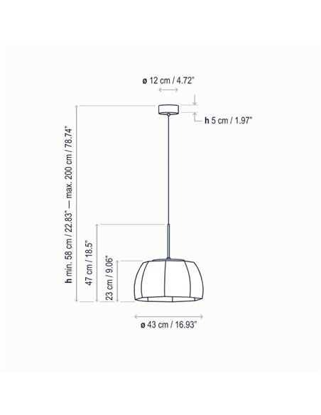 Lámpara colgante Tanit - Bover - Lámpara de techo de hilo beige, Regulable Triac, LED 2700K