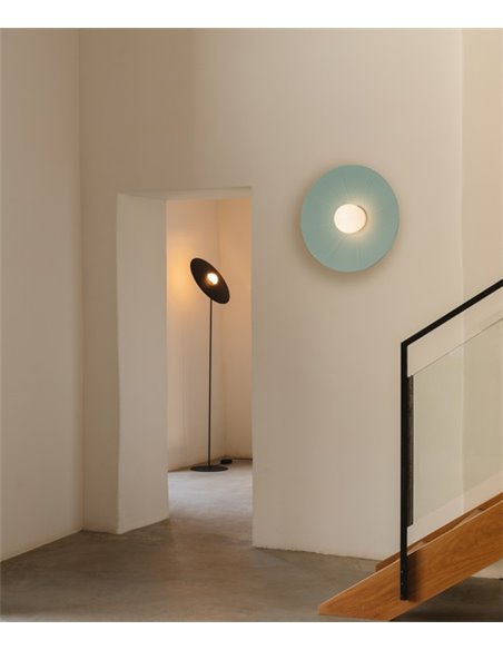 Aplique de pared Artic Circle - Milán - Pantalla cinta verde turquesa y crema, Ø 35/45/55 cm