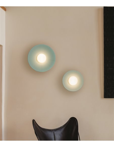 Aplique de pared Artic Circle - Milán - Pantalla cinta verde turquesa y crema, Ø 35/45/55 cm