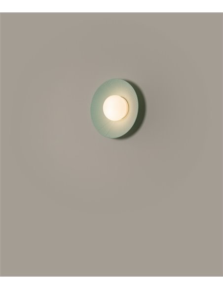 Aplique de pared Artic Circle - Milán - Pantalla cinta verde turquesa y crema, Ø 35/45/55 cm