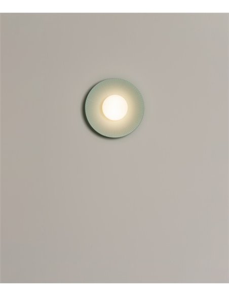 Aplique de pared Artic Circle - Milán - Pantalla cinta verde turquesa y crema, Ø 35/45/55 cm