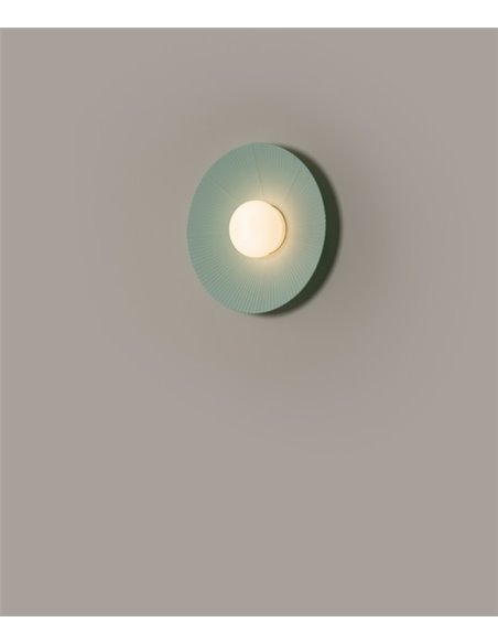 Aplique de pared Artic Circle - Milán - Pantalla cinta verde turquesa y crema, Ø 35/45/55 cm