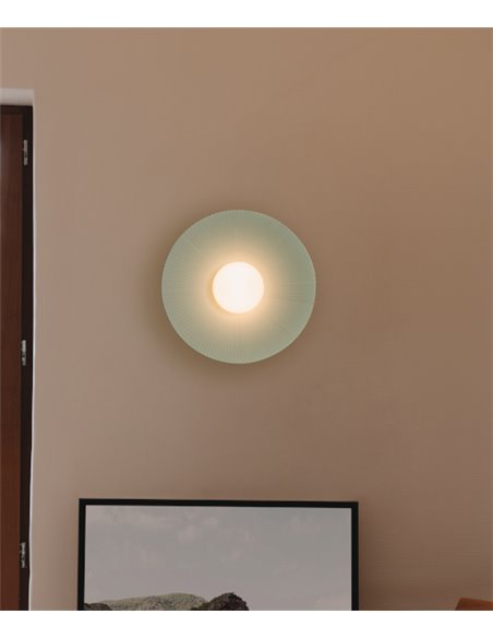 Aplique de pared Artic Circle - Milán - Pantalla cinta verde turquesa y crema, Ø 35/45/55 cm