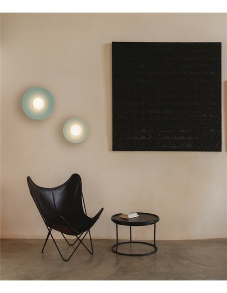 Aplique de pared Artic Circle - Milán - Pantalla cinta verde turquesa y crema, Ø 35/45/55 cm