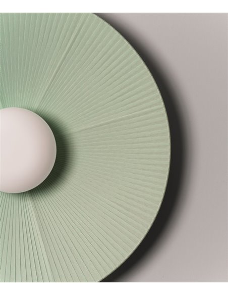 Aplique de pared Artic Circle - Milán - Pantalla cinta verde turquesa y crema, Ø 35/45/55 cm