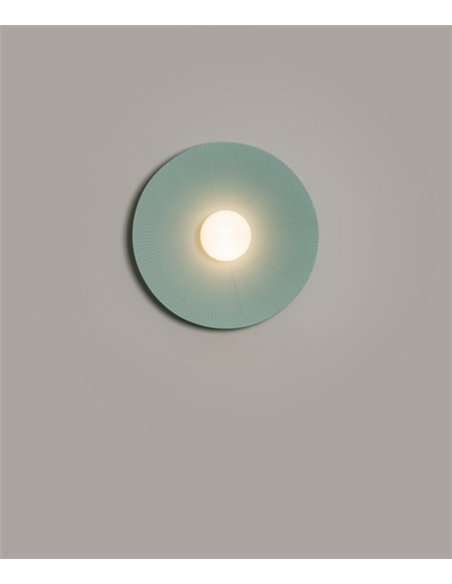 Aplique de pared Artic Circle - Milán - Pantalla cinta verde turquesa y crema, Ø 35/45/55 cm