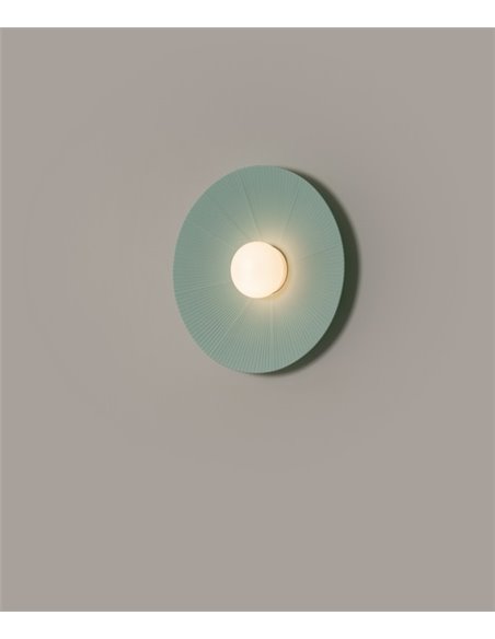 Aplique de pared Artic Circle - Milán - Pantalla cinta verde turquesa y crema, Ø 35/45/55 cm