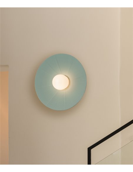 Aplique de pared Artic Circle - Milán - Pantalla cinta verde turquesa y crema, Ø 35/45/55 cm