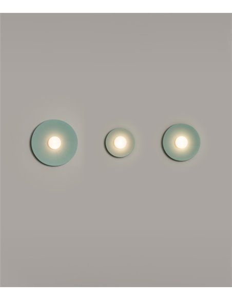 Aplique de pared Artic Circle - Milán - Pantalla cinta verde turquesa y crema, Ø 35/45/55 cm
