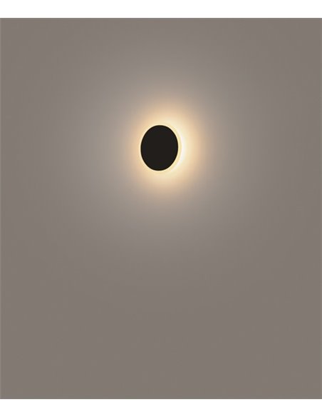 Aplique de pared Horizon W15 - Milán - Lámpara de pared cortada a laser, Acero negro, LED 2700K, 15 cm