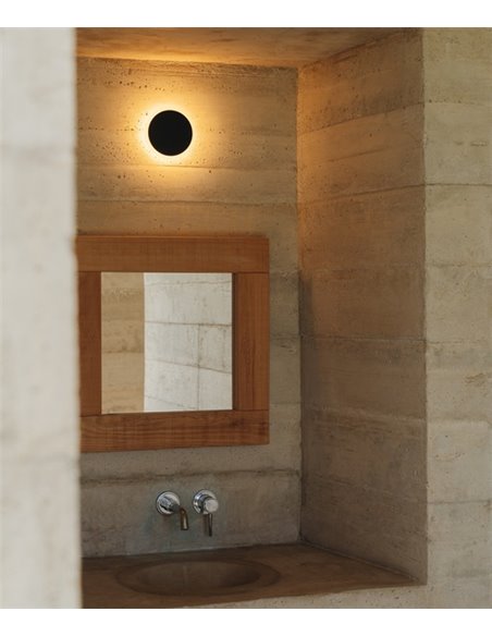 Aplique de pared Horizon W15 - Milán - Lámpara de pared cortada a laser, Acero negro, LED 2700K, 15 cm