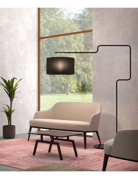 Lámpara de pie Zig – Pujol – Lámpara tipo arco negra, 163-180 cm