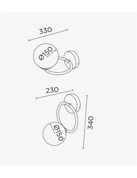 Aplique de pared Sphere – Pujol – Lámpara tipo bola, Pantalla inclinable