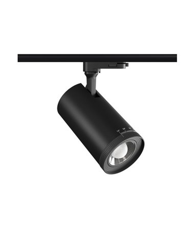 Foco de carril trifásico Zoom – Beneito & Faure – Ajustable 15º-55º, Temperatura color regulable: 2700K/3200K/4000K