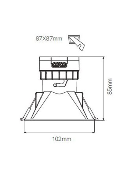 Lámpara de techo empotrable Pulcom Square – Beneito & Faure – Lámpara apta para baño IP44, Temperatura color regulable: LED 2.70