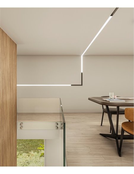 Lámpara para carril 48V Line – Beneito & Faure – Lámpara LED 3000K, Aluminio negro mate, Disponible 3 tamaños