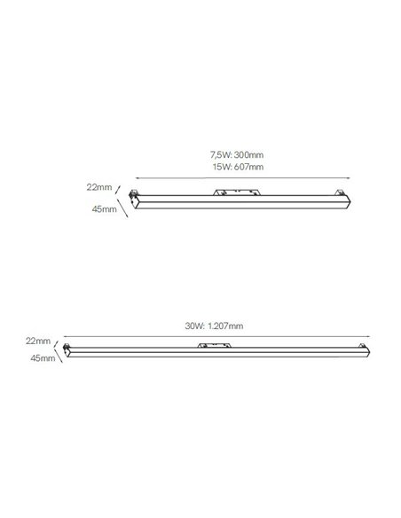Lámpara para carril 48V Line – Beneito & Faure – Lámpara LED 3000K, Aluminio negro mate, Disponible 3 tamaños