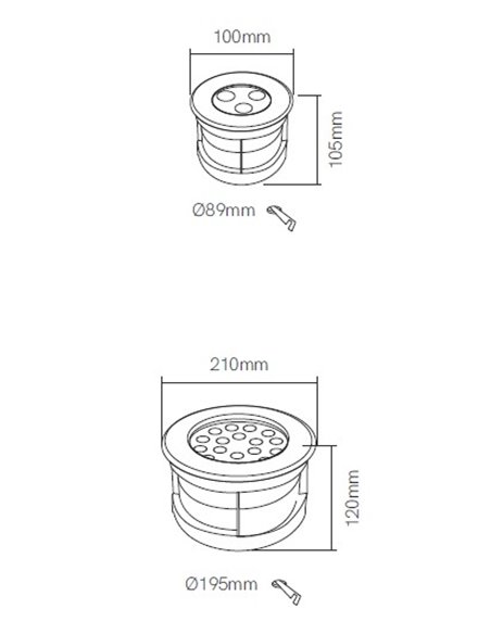 Empotrable de suelo Sigma – Beneito & Faure – Lámpara de exterior LED 3000K IP65, Acero inoxidable, Medidas: Ø 10 cm, Ø 21 cm