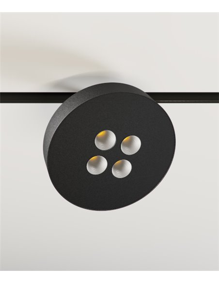 Proyector de carril magnético 48V Cookie – Beneito & Faure – Lámpara LED 2700K o 3000K, Aluminio blanco o negro