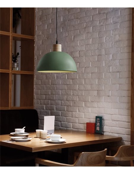Lámpara colgante Poppol – Massmi – Estructura hierro pintado+detalle madera haya, Cable 1 metro