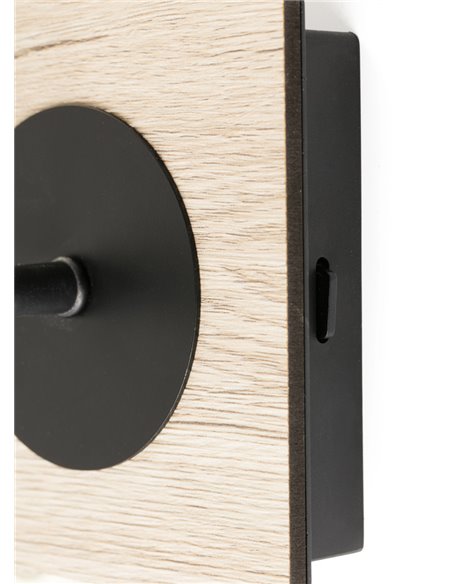 Aplique de pared con flexo LED 3000K negro+madera con interruptor - Mood - Faro