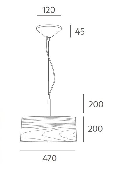 Lámpara colgante Nordic – Massmi – Pantalla de madera natural, Difusor de cristal, Diámetro: 47 cm