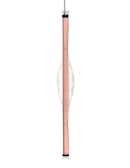 Lámpara colgante Dune Vertical – LZF – Lámpara de madera natural y vidrio soplado, LED regulable, Alto: 120 cm