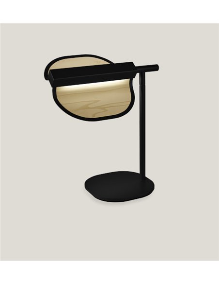 Lámpara de mesa Omma – LZF – Pantalla de madera 1 hoja/2 hojas, LED 3000K regulable, Altura: 37 cm