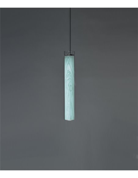 Lámpara colgante Estela Vertical – LZF – Lámpara de madera+vidrio soplado, Disponible en 40 cm/60 cm/100 cm, LED 3000K regulable