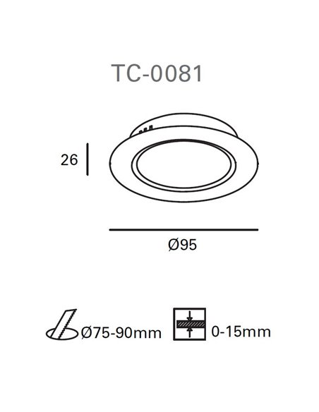 Lámpara downlight empotrable Element – FORLIGHT – Lámpara redonda blanca en 3 medidas, LED 3000K-4000K-6000K