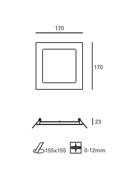 Lámpara downlight empotrable Easy – FORLIGHT – Lámpara de techo cuadrada de aluminio blanco, LED 3000K o 4000K, 3 tamaños