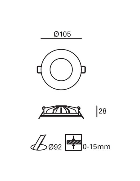 Lámpara downlight empotrable Hide – FORLIGHT – Lámpara de aluminio blanca, LED 3000K-4000K 