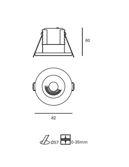 Lámpara de techo empotrable Bala – FORLIGHT – Downlight de exterior e interior, LED 3000K o 2700K, Diámetro: 8,2 cm, IP65
