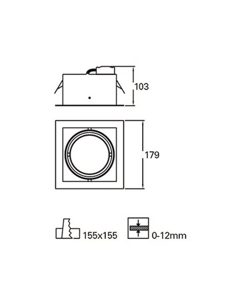 Lámpara downlight empotrable Cardan – FORLIGHT –  Lámpara de acero blanca, Medidas: 9 cm, QR-111