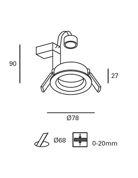 Lámpara de techo empotrable Sicro – FORLIGHT – Downlight en blanco o negro, GU10