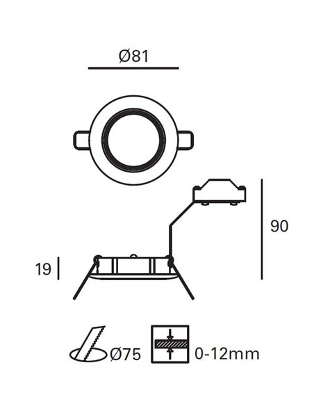 Lámpara de techo empotrable Sound Plus – FORLIGHT – Downlight blanco, 2 tamaños: 7.8 / 8,1 cm