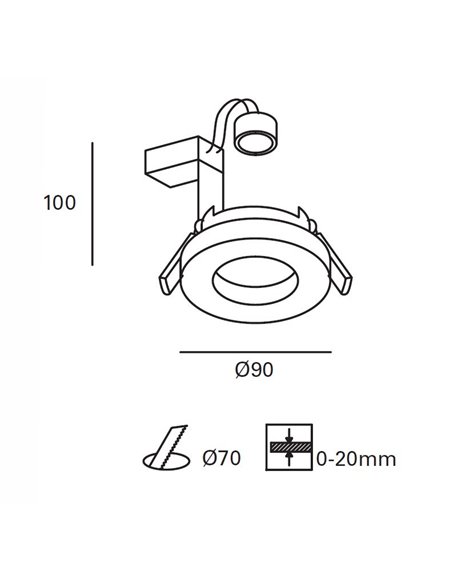 Downlight de techo Rame – FORLIGHT – Lámpara cromada empotrable, 8W GU10, Apto para exterior (IP65)