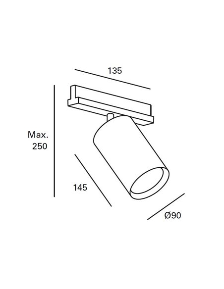 Lámpara de carril trifásico Tent – FORLIGHT – Foco blanco o negro de aluminio, LED 3000K o 4000K