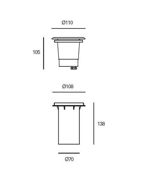 Lámpara de exterior para suelo Ringo – FORLIGHT – Foco de acero inoxidable, GU10 IP65/67, Diámetro: 11 cm