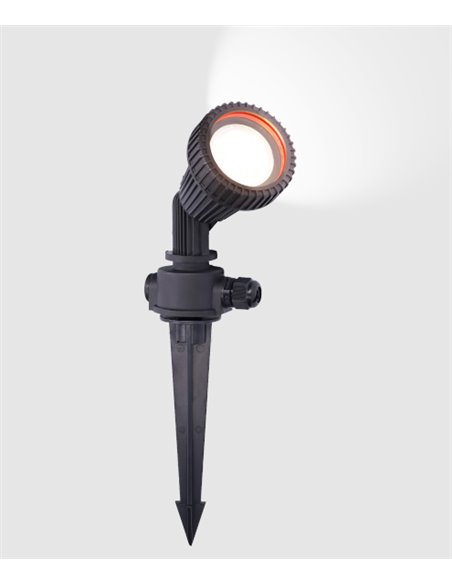 Lámpara estaca de exterior – FORLIGHT – Proyector de suelo negro, GU10 IP65, Apto para ambientes salinos