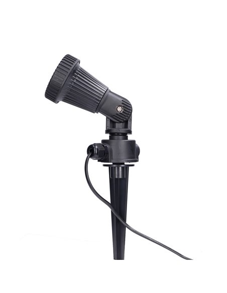 Lámpara estaca de exterior – FORLIGHT – Proyector de suelo negro, GU10 IP65, Apto para ambientes salinos