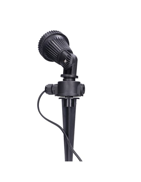 Lámpara estaca de exterior – FORLIGHT – Proyector de suelo negro, GU10 IP65, Apto para ambientes salinos