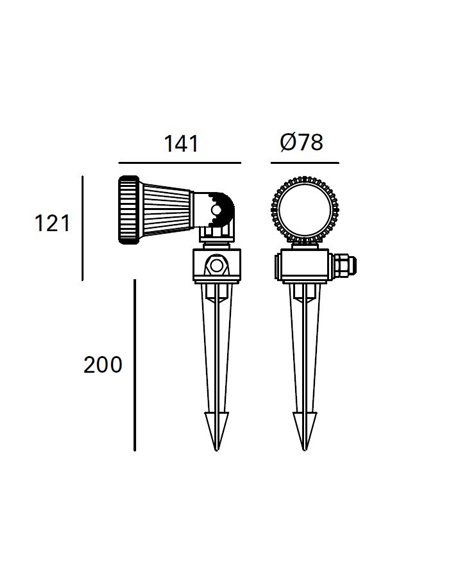 Lámpara estaca de exterior – FORLIGHT – Proyector de suelo negro, GU10 IP65, Apto para ambientes salinos