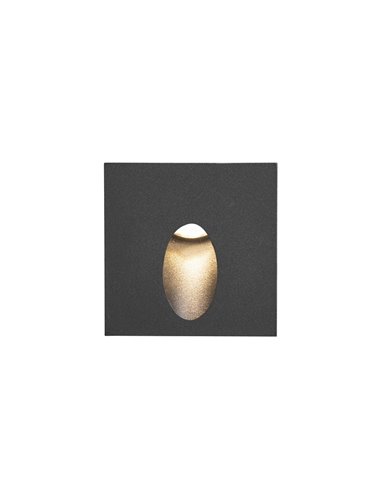 Lámpara de pared de exterior Icon – FORLIGHT – Empotrable de aluminio negro cuadrado, LED 3000K 228 lm, Medidas: 8 cm