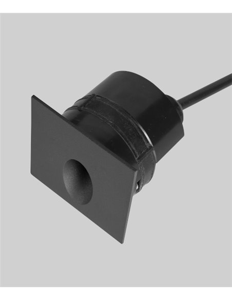 Lámpara de pared de exterior Icon – FORLIGHT – Empotrable de aluminio negro cuadrado, LED 3000K 228 lm, Medidas: 8 cm